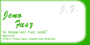 jeno fusz business card
